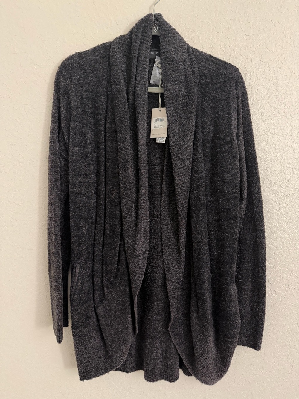 NWT Barefoot Dreams CozyChic Lite Long Cardigan Carbon Black L/XL
